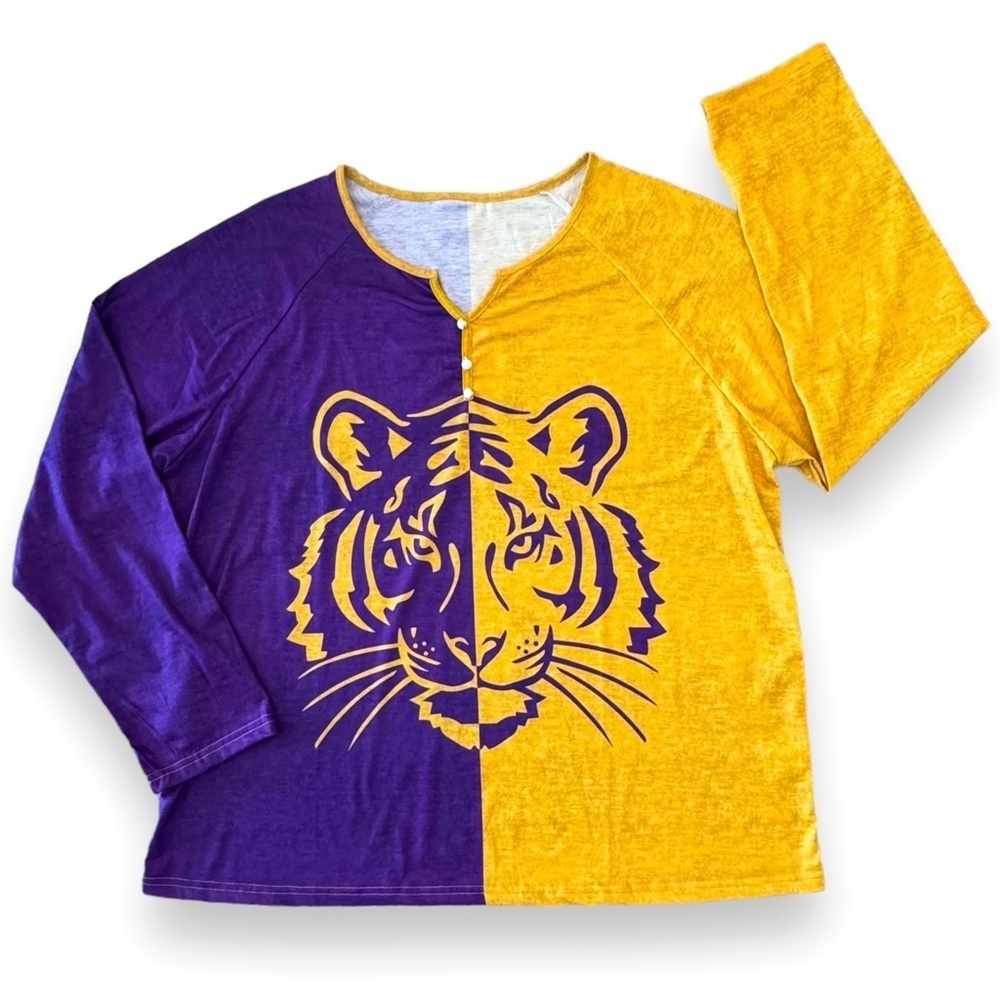 NWOT Ladies XXL Purple & Gold Long Sleeve LSU Tiger Tee